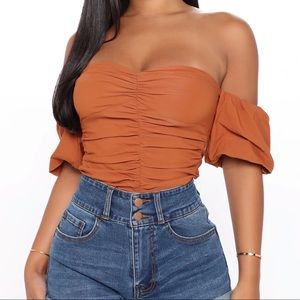 Off-Shoulder Ruched Bodysuit